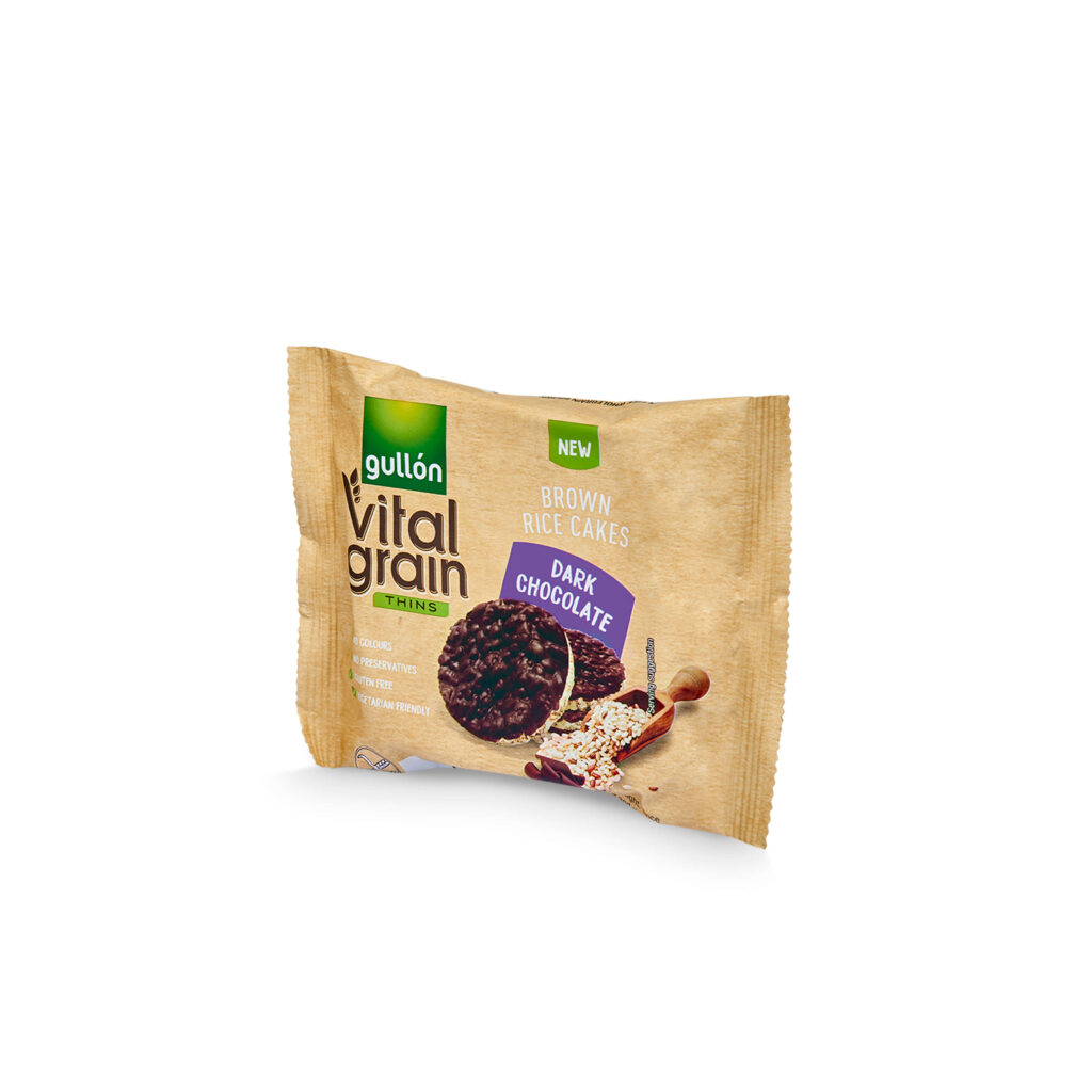 Wholegrain brown rice cakes with dark chocolate gluten free Vitalgrain
